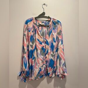 Entro Multicolor Floral-Print Button Blouse